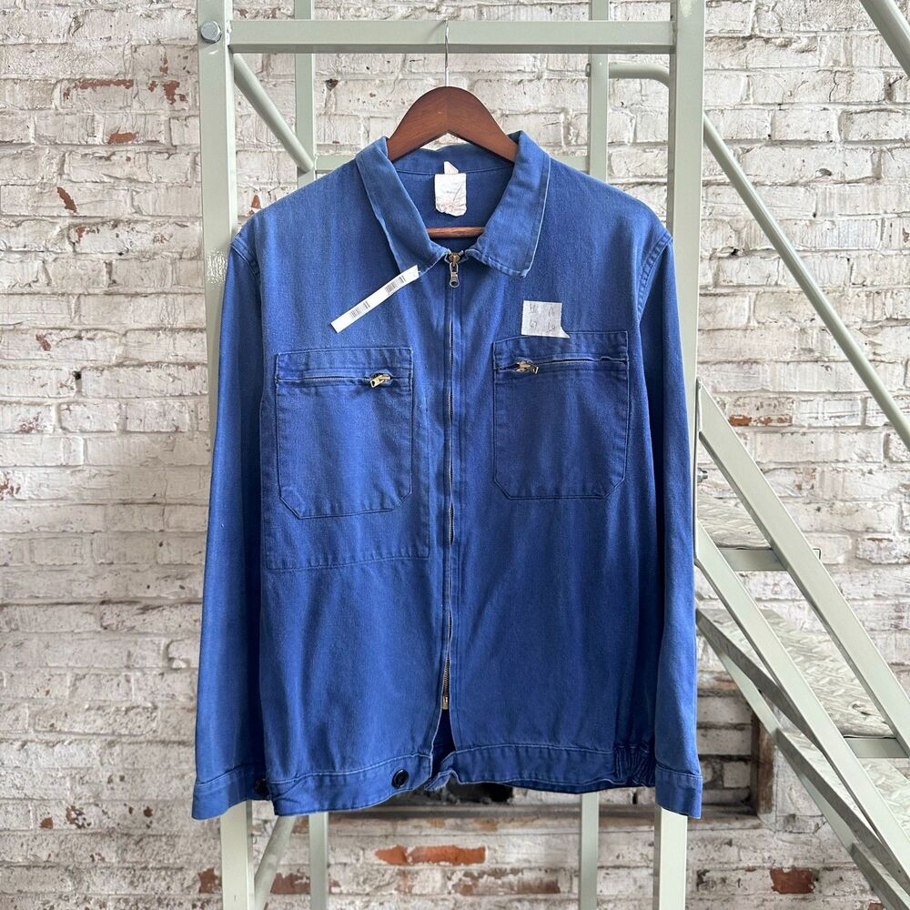 Vintage 80s Sanford Blue Zip Front Workwear Jacket